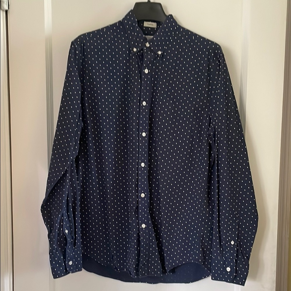 [J Crew] Navy Blue Polka Dot Men's Shirt